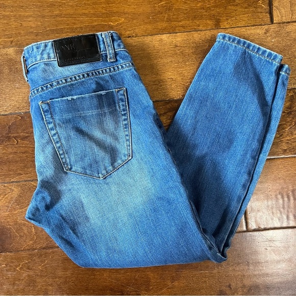 One Teaspoon Jeans Sz 27 Distressed Zip Ankle Low Rise Medium Wash Skinny Denim - Picture 6 of 11
